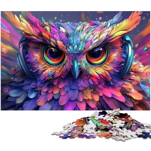 1000-teiliges Puzzle für Erwachsene, Farb-Eulen-Quizspiel, geeignet als Schreibtischdekoration, Größe 38 x 26 cm von WGLINGX