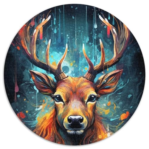 1000-teiliges Puzzle für Erwachsene, Farbmalerei, Hirsch-Puzzle, anspruchsvolles Denkspiel für Teenager, unterhaltsames interaktives Spiel für die ganze Familie, 1000 Teile (67,5x67,5cm) von WGLINGX