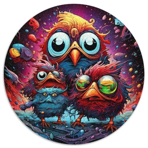 1000-teiliges Puzzle für Erwachsene, Farbvogel, runde Papppuzzles, interaktives Familienspiel, Denksportaufgabe, Geschenk, Lernspielzeug (67,5 x 67,5 cm) von WGLINGX