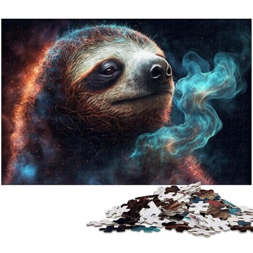 1000-teiliges Puzzle für Erwachsene, Faultier-Nebel, Puzzles für Holzpuzzles, Spielzeug, Denkspiel (Größe 50 x 75 cm) von WGLINGX