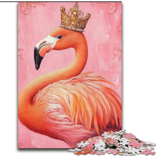 1000-teiliges Puzzle für Erwachsene, Flamingo-Königin-Puzzles 1000 Teile für Erwachsene, Weihnachten, Halloween, Muttertag, Neujahr, Ostergeschenk (Größe 26x38cm) von WGLINGX