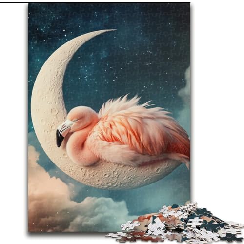 1000-teiliges Puzzle für Erwachsene, Flamingo auf dem Mond, 1000-teiliges Puzzle, Familienaktivitätsspiel für Teenager, anspruchsvolles Denkspiel (Größe 50x75cm) von WGLINGX