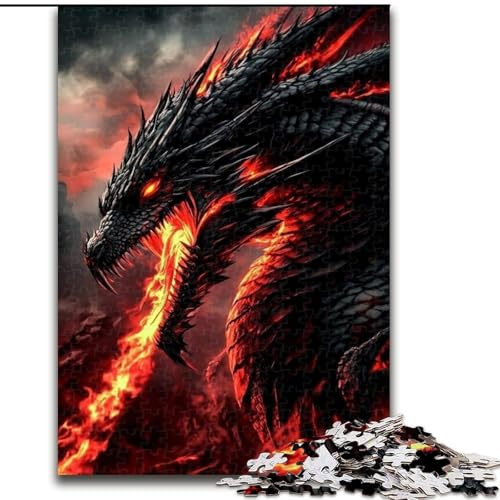 1000-teiliges Puzzle für Erwachsene, Flammendrache, 1000-teiliges Puzzle, anspruchsvolles DIY-Denkspiel, interaktive Familienaktivität (Größe 26x38cm) von WGLINGX