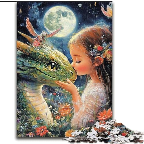 1000-teiliges Puzzle für Erwachsene, Fliegender Drache und kleines Mädchen, 1000-teiliges Puzzle für Erwachsene, anspruchsvolles Denkspiel, Spieleabend mit der Familie (Größe 26x38cm) von WGLINGX