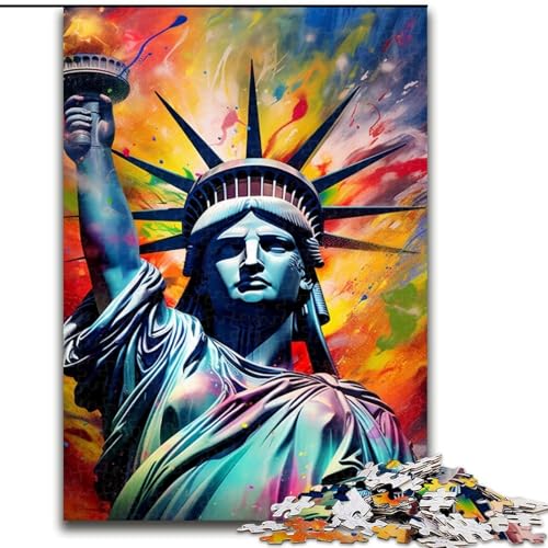 1000-teiliges Puzzle für Erwachsene, Freiheitsstatue, Holzpuzzle für Erwachsene, anspruchsvolles Denkspiel für Teenager, perfekt als Heimdekoration oder Geschenk (Größe 50x75cm) von WGLINGX