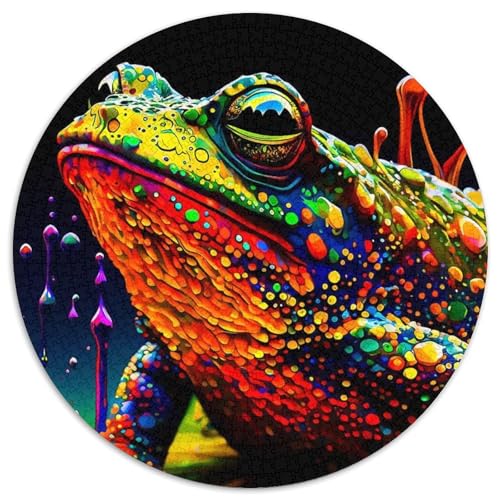 1000-teiliges Puzzle für Erwachsene, Frosch-Rundpuzzle für 1000-teiliges Denkspiel, interaktives Familienspiel, geeignet für Kinder ab 14 Jahren (67,5x67,5cm) von WGLINGX