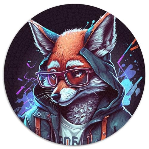 1000-teiliges Puzzle für Erwachsene, Fuchs-Boxer, runde Puzzles 1000 Teile für Erwachsene, Denksportaufgabe und Heimdekoration, (67,5x67,5cm) von WGLINGX