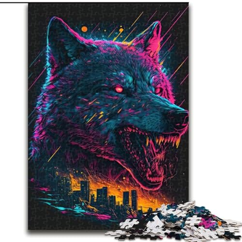 1000-teiliges Puzzle für Erwachsene, Fuchs-Neon-Puzzle, 1000 Teile für Erwachsene, Spielzeug, Geschenk, pädagogisches intellektuelles Dekomprimierungsspaß, Familienspiel, Größe 26x38cm von WGLINGX