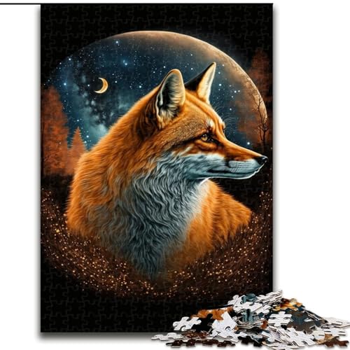 1000-teiliges Puzzle für Erwachsene, Fuchs auf dem Mond, Holzpuzzle, anspruchsvolles Denkspiel für Teenager, Spaß für den Spieleabend mit der Familie (Größe 26x38cm) von WGLINGX