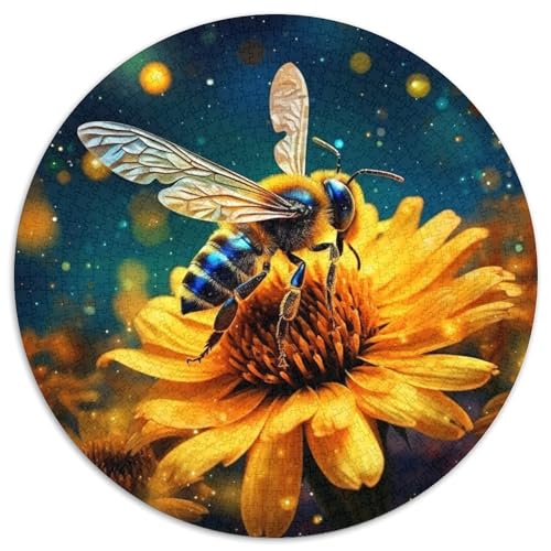 1000-teiliges Puzzle für Erwachsene, Galaxie-Bienen, rund, Karton-Puzzle, interaktives Familienspiel, Denksportaufgabe, Geschenk, Lernspielzeug (67,5 x 67,5 cm) von WGLINGX