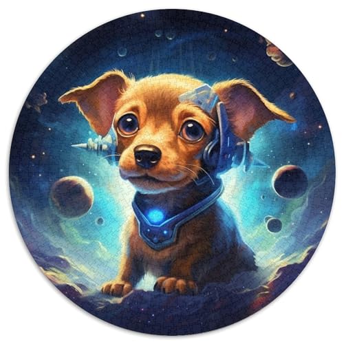 1000-teiliges Puzzle für Erwachsene, Galaxie-Chihuahua, runde Papppuzzles, interaktives Familienspiel, Denksportaufgabe, Geschenk, Lernspielzeug (67,5 x 67,5 cm) von WGLINGX