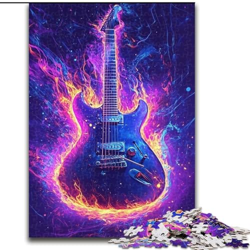 1000-teiliges Puzzle für Erwachsene, Galaxie-Gitarre, Holzpuzzle für Erwachsene, Geburtstage, Weihnachten, Halloween, Erntedankfest, Ostern (Größe 50x75cm) von WGLINGX