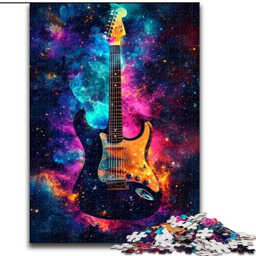 1000-teiliges Puzzle für Erwachsene, Galaxie-Gitarre, Holzpuzzle für Erwachsene, bunt, lustig, herausfordernd und knifflig (Größe 50x75cm) von WGLINGX