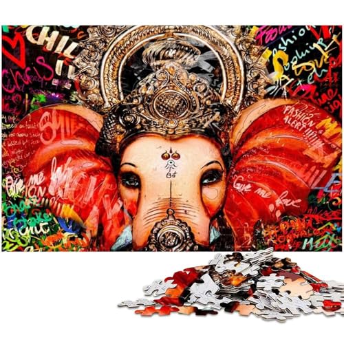 1000-teiliges Puzzle für Erwachsene, Ganesh-Puzzle – anspruchsvolles Spiel, jedes Teil ist einzigartig – anspruchsvolles, unterhaltsames Spiel für die ganze Familie (Größe 38 x 26 cm) von WGLINGX