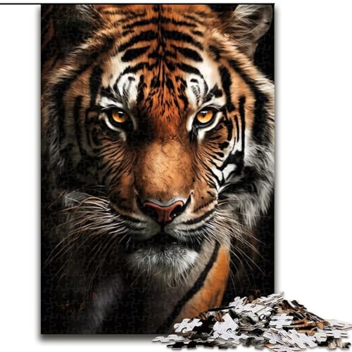 1000-teiliges Puzzle für Erwachsene, Gesicht des Tigers, 1000-teiliges Puzzle für Erwachsene, ideales Urlaubs- oder Geburtstagsgeschenk, Partyspiel-Spielzeug, Größe 26x38cm von WGLINGX