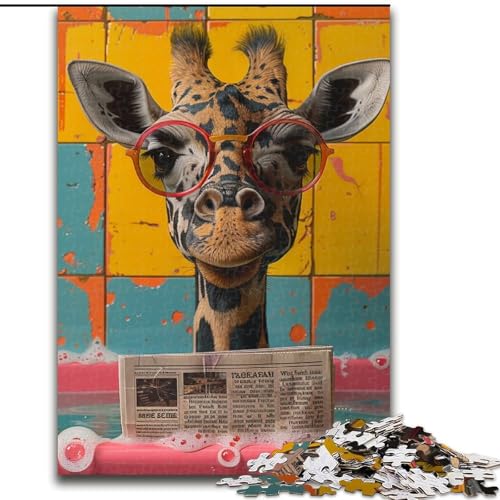 1000-teiliges Puzzle für Erwachsene, Giraffe in der Badewanne, Holzpuzzle für Erwachsene, Geburtstage, Weihnachten, Halloween, Erntedankfest, Ostern (Größe 50x75cm) von WGLINGX