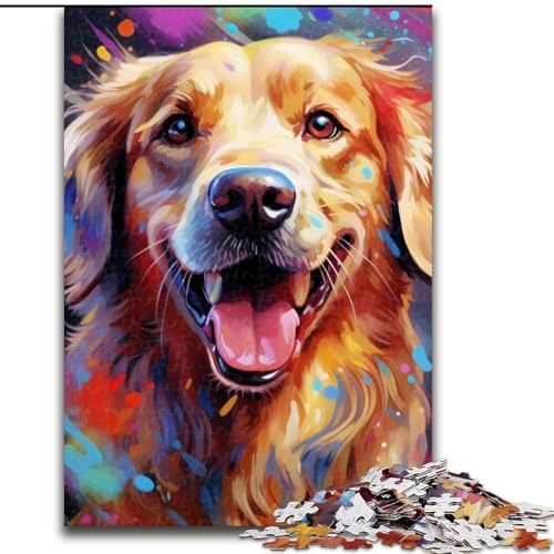 1000-teiliges Puzzle für Erwachsene, Golden Retriever, Holzpuzzle, lehrreich und unterhaltsam, Indoor-Spiel für die Heimdekoration (Größe 38x26cm) von WGLINGX