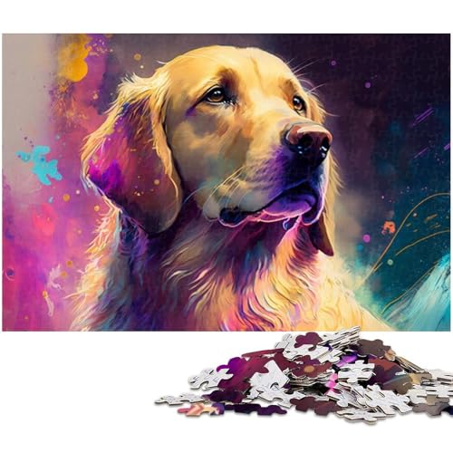 1000-teiliges Puzzle für Erwachsene, Golden Retriever-Puzzles für Holzpuzzles, Spielzeug, Denkspiel (Größe 50 x 75 cm) von WGLINGX