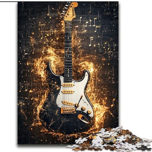 1000-teiliges Puzzle für Erwachsene, Goldene Gitarre, 1000 Teile für Erwachsene, Schwierigkeitsgrad: Anfänger, ideal als Geburtstags (Größe: 50x75cm) von WGLINGX