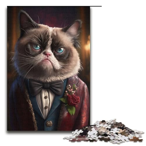 1000-teiliges Puzzle für Erwachsene, Grumpy Cat Kostüm-Puzzle als Geschenk (Größe 38 x 26 cm) von WGLINGX