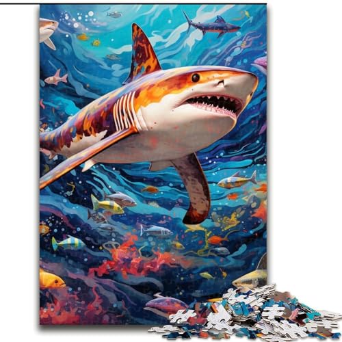 1000-teiliges Puzzle für Erwachsene, Hai-Puzzle, 1000 Teile für Erwachsene, Lernspiele, schöne Dekoration (Größe 26x38cm) von WGLINGX