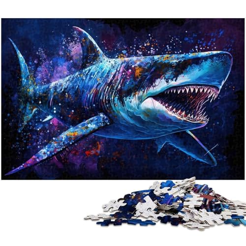 1000-teiliges Puzzle für Erwachsene, Hai-Puzzle – anspruchsvolles Spiel, jedes Teil ist einzigartig – anspruchsvolles, unterhaltsames Spiel für die ganze Familie (Größe 38 x 26 cm) von WGLINGX