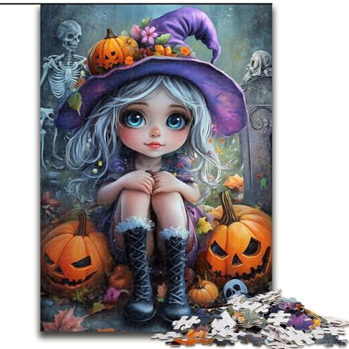 1000-teiliges Puzzle für Erwachsene, Halloween-Mädchen, 1000-teiliges Puzzle, Heim-Wanddekoration und Familienspielgeschenk (Größe 26x38cm) von WGLINGX