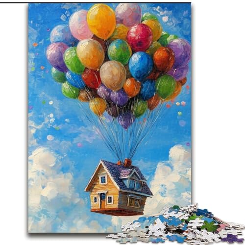 1000-teiliges Puzzle für Erwachsene, Haus auf einem Ballon, 1000-teiliges Puzzle, pädagogisches und unterhaltsames Indoor-Spiel für die Heimdekoration (Größe 26x38cm) von WGLINGX