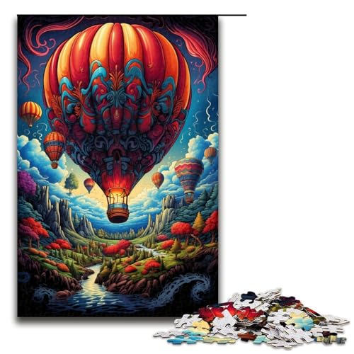 1000-teiliges Puzzle für Erwachsene, Heißluftballon-Puzzle, Lernspiel, Herausforderung, Spielzeug, Stressabbau (Größe 50 x 75 cm) von WGLINGX