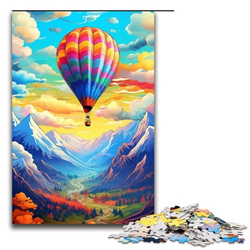 1000-teiliges Puzzle für Erwachsene, Heißluftballon mit Bergen, Puzzle, Lernspielzeug, einzigartiges Geburtstagsgeschenk (Größe 50 x 75 cm) von WGLINGX