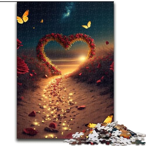 1000-teiliges Puzzle für Erwachsene, Herz am Strand, Holzpuzzle für Erwachsene, Weihnachten, Halloween, Muttertag, Neujahr, Ostergeschenk (Größe 50x75cm) von WGLINGX