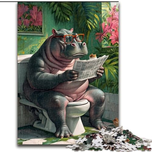 1000-teiliges Puzzle für Erwachsene, Hippo Go Toilet, Puzzle 1000 Teile für Erwachsene, Lernspielzeug (Größe 50x75cm) von WGLINGX