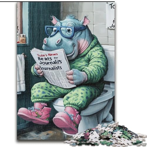 1000-teiliges Puzzle für Erwachsene, Hippo Go Toilet, Puzzle 1000 Teile für Erwachsene, Lernspielzeug (Größe 50x75cm) von WGLINGX