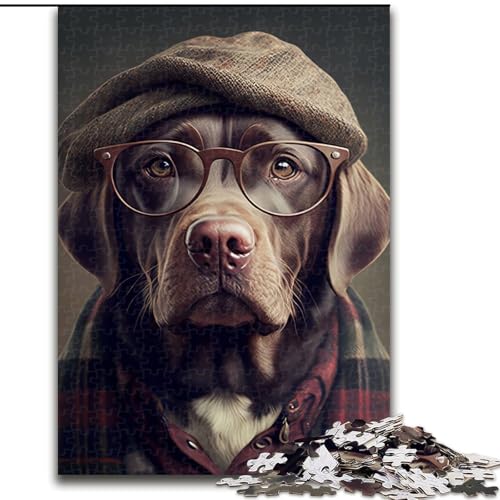 1000-teiliges Puzzle für Erwachsene, Hipster-Hund in Kleidung, Holzpuzzle für Erwachsene, Weihnachten, Halloween, Muttertag, Neujahr, Ostergeschenk (Größe 26x38cm) von WGLINGX