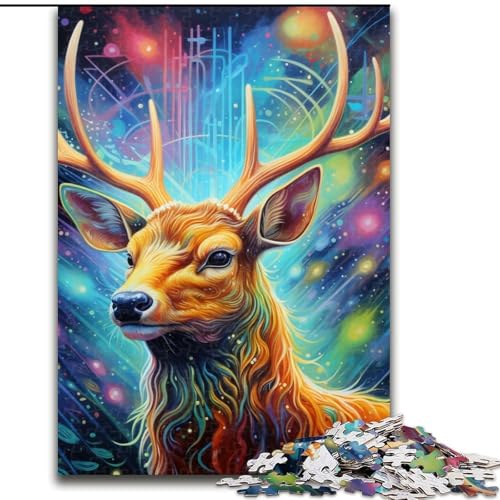 1000-teiliges Puzzle für Erwachsene, Hirsch, psychedelische Kunst, Puzzle 1000 Teile für Erwachsene, Lernspielzeug (Größe 26x38cm) von WGLINGX