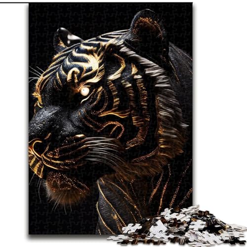 1000-teiliges Puzzle für Erwachsene, Holzpuzzle mit schwarzem Tiger und Goldener Lackierung, Weihnachten oder Geburtstage, Größe 50x75cm 1000-teiliges Puzzle für Erwachsene, Holzpuzzle mit schwarzem Tiger und Goldener Lackierung, Weihnachten oder Geburtstage, Größe 50x75cm von WGLINGX