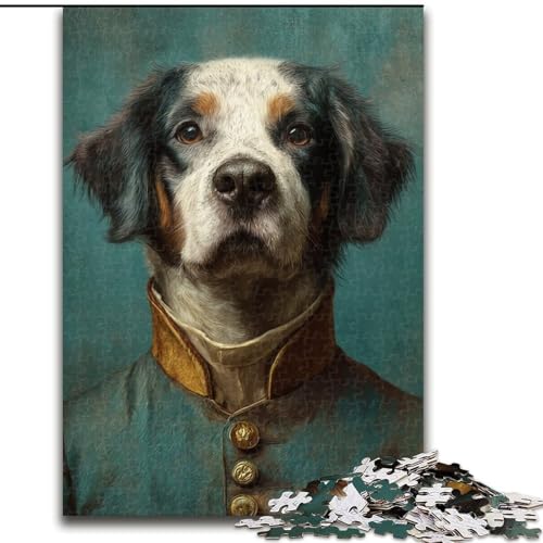 1000-teiliges Puzzle für Erwachsene, Hund, anspruchsvolle Puzzles, Kunstwerk-Dekor, Intelligenzspielzeug für Familien-Indoor-Spiele (Größe 26x38cm) von WGLINGX