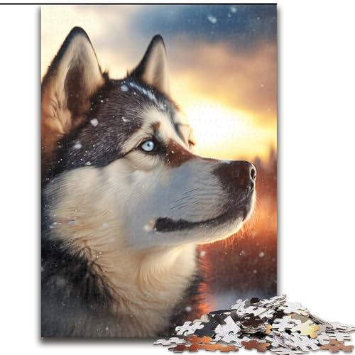 1000-teiliges Puzzle für Erwachsene, Husky, anspruchsvolle Puzzles, pädagogisches und unterhaltsames Indoor-Spiel für die Heimdekoration (Größe 26x38cm) von WGLINGX