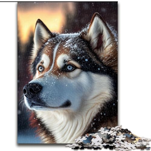 1000-teiliges Puzzle für Erwachsene, Husky-Hund, Schnee, Holzpuzzle, Familienspaß, Basteln, perfekt für Geburtstage, Feiertage, Größe 26x38cm 1000-teiliges Puzzle für Erwachsene, Husky-Hund, Schnee, Holzpuzzle, Familienspaß, Basteln, perfekt für Geburtstage, Feiertage, Größe 26x38cm von WGLINGX
