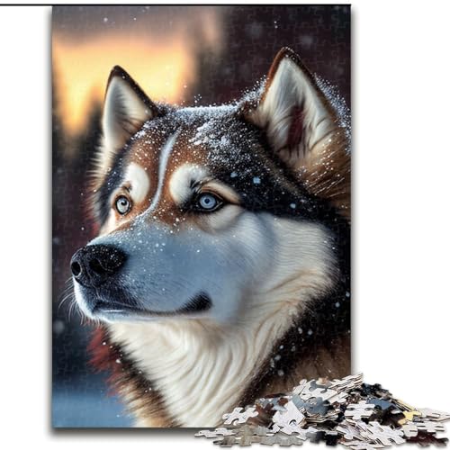 1000-teiliges Puzzle für Erwachsene, Husky-Hund-Schnee-Puzzle, 1000 Teile, anspruchsvolles Denkspiel für Teenager, perfekt für die Heimdekoration oder als Geschenk, Größe 50x75cm von WGLINGX