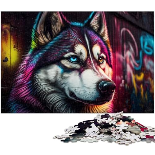 1000-teiliges Puzzle für Erwachsene, Husky-Puzzles für Holzpuzzles, Spielzeug, Denkspiel (Größe 50 x 75 cm) von WGLINGX