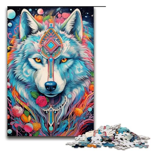 1000-teiliges Puzzle für Erwachsene, Husky-Totem, Puzzles für Holzpuzzles, Spielzeug, Denkspiel (Größe 50 x 75 cm) von WGLINGX