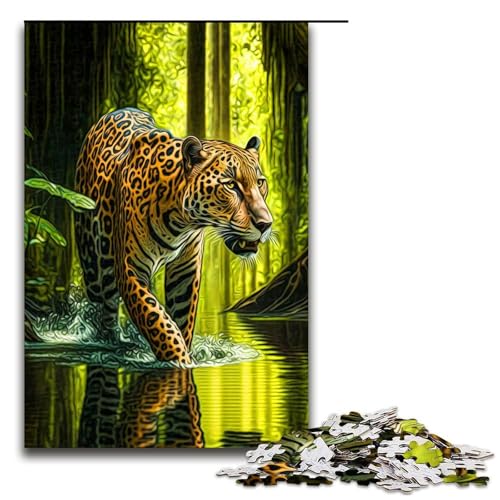 1000-teiliges Puzzle für Erwachsene, Jaguar-Puzzles für Holzpuzzles, Spielzeug, Denkspiel (Größe 50 x 75 cm) von WGLINGX