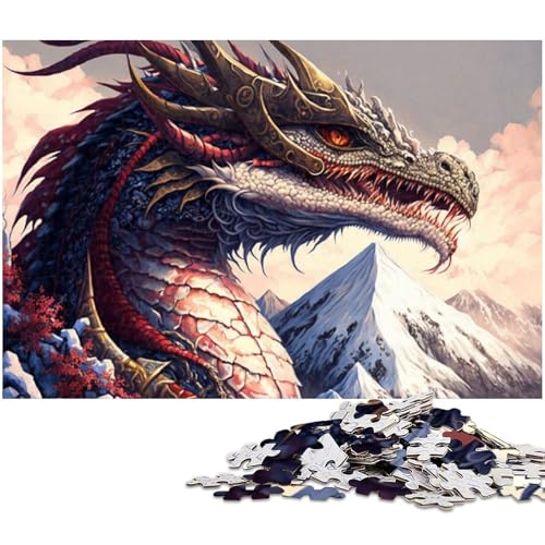 1000-teiliges Puzzle für Erwachsene, Japanisches Drachen-Puzzle, Holzpuzzle, Spielzeug, Denkspiel (Größe 50 x 75 cm) von WGLINGX