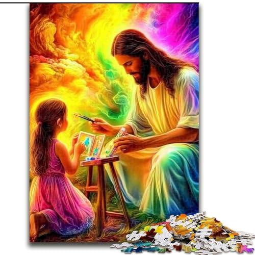 1000-teiliges Puzzle für Erwachsene, Jesus und das kleine Mädchen, 1000-teiliges Puzzle für Erwachsene für das Ganze für Frauen, Geschenke für Männer (Größe 26x38cm) von WGLINGX