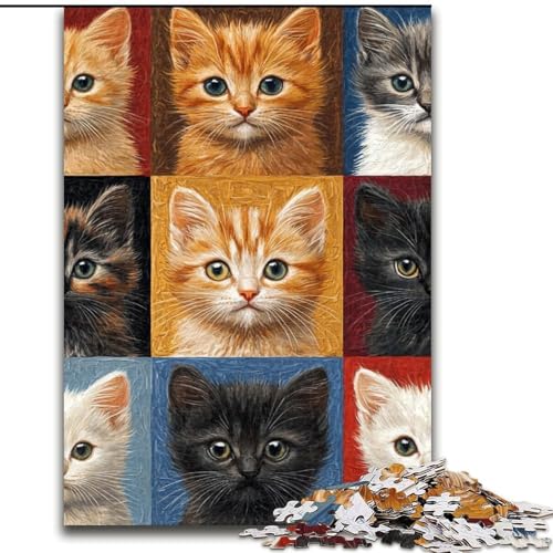 1000-teiliges Puzzle für Erwachsene, Kätzchen-Collage. 1000-teiliges Puzzle für Erwachsene, herausfordernd und unterhaltsam, Familienaktivität (Größe 50x75cm) von WGLINGX