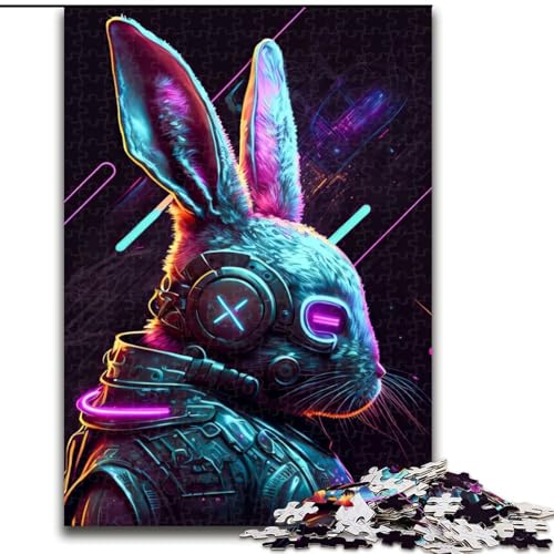 1000-teiliges Puzzle für Erwachsene, Kaninchen, Neon, 1000-teiliges Puzzle für Erwachsene, ideales Urlaubs- oder Geburtstagsgeschenk, Partyspiel, Spielzeug, Größe 26x38cm von WGLINGX