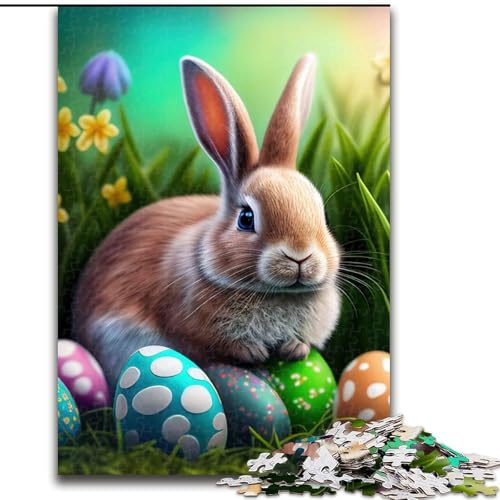 1000-teiliges Puzzle für Erwachsene, Kaninchen, Osterhase, Tier-Holzpuzzle für Erwachsene, Weihnachten, Halloween, Muttertag, Neujahr, Ostergeschenk (Größe 26x38cm) von WGLINGX
