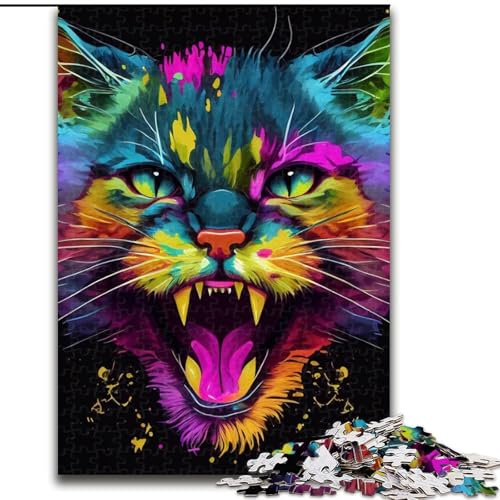 1000-teiliges Puzzle für Erwachsene, Katze, Pop-Art, Tier, wütend, Holzpuzzle, herausfordernd und unterhaltsam, Familienaktivität, Größe 26x38cm 1000-teiliges Puzzle für Erwachsene, Katze, Pop-Art, Tier, wütend, Holzpuzzle, herausfordernd und unterhaltsam, Familienaktivität, Größe 26x38cm von WGLINGX