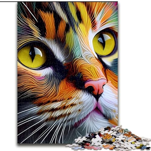 1000-teiliges Puzzle für Erwachsene, Katze, Pop-Art, Tiergesicht, Puzzle für Erwachsene, 1000 Teile, Lernspielzeug, Größe 50x75cm von WGLINGX
